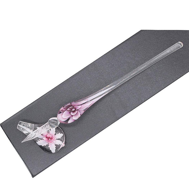 SIPLIV Crystal Glass Intarsia Dip Pen Fountain Pen Kit Vintage Calligraphy Signatures Pen, Pink - Image 2